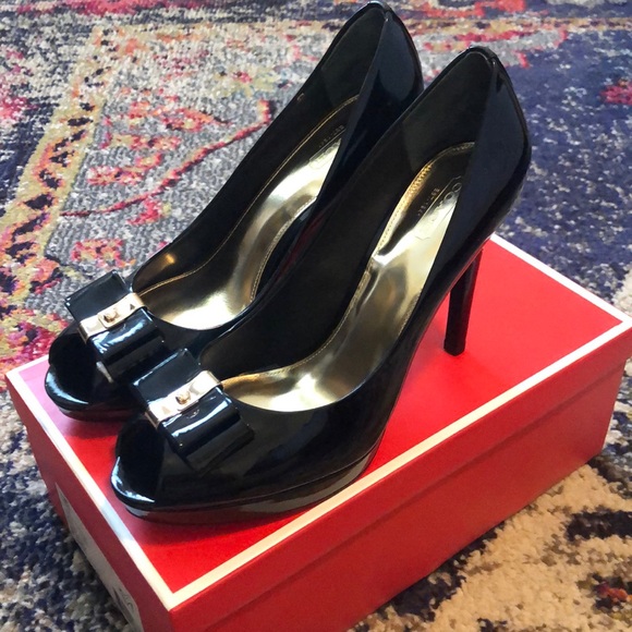 NWT! Coach Starla Black Patent Leather Heels - Picture 1 of 5